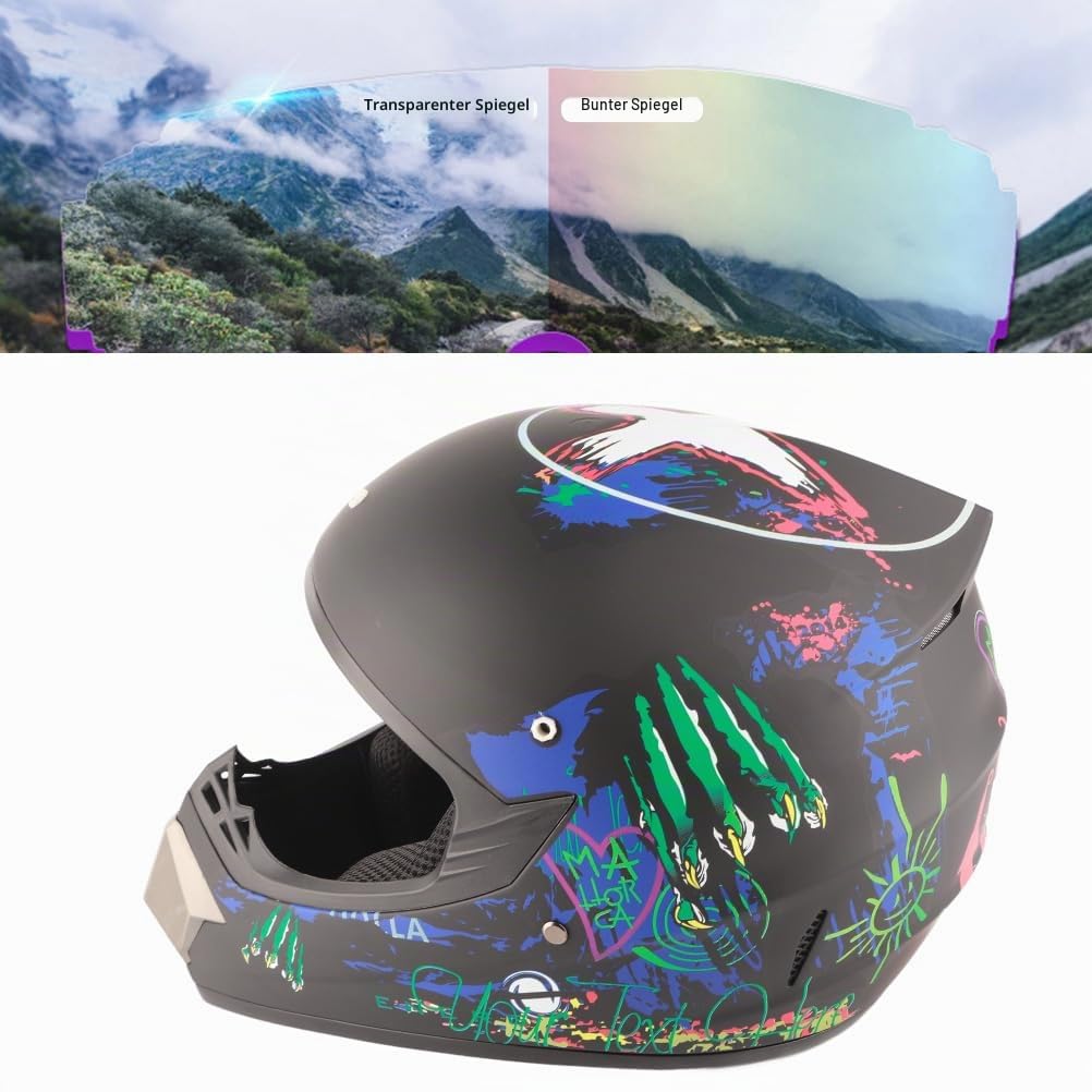 Master Youth Motorradhelme, Motocross-Helm für Jugendliche, Ski-Scooter-ATV-Helm für Jungen und Mädchen, Four Seasons Terrain mit Schutzbrille und Handschuhen (S)
