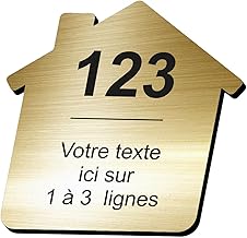 Plaque gravée personnalisée autocollante pour nom et numéro de boîte aux lettres en forme de maison design - or brossé - format 8x8 cm