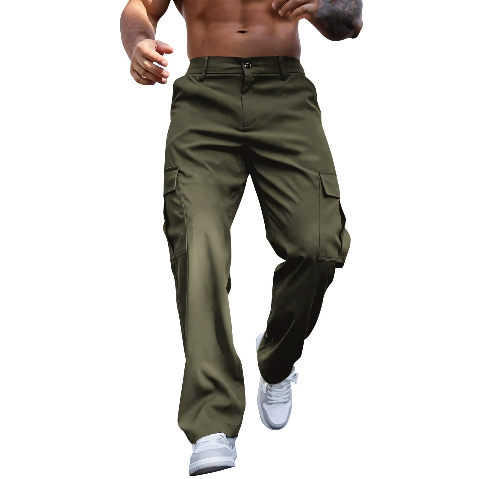 Generisch Pantaloni cargo da uomo Slim Fit: pantaloni outdoor con molte tasche, pantaloni da lavoro, leggeri, per il tempo libero, sottili, da trekking, traspiranti, in tinta unita, per tutti i giorni