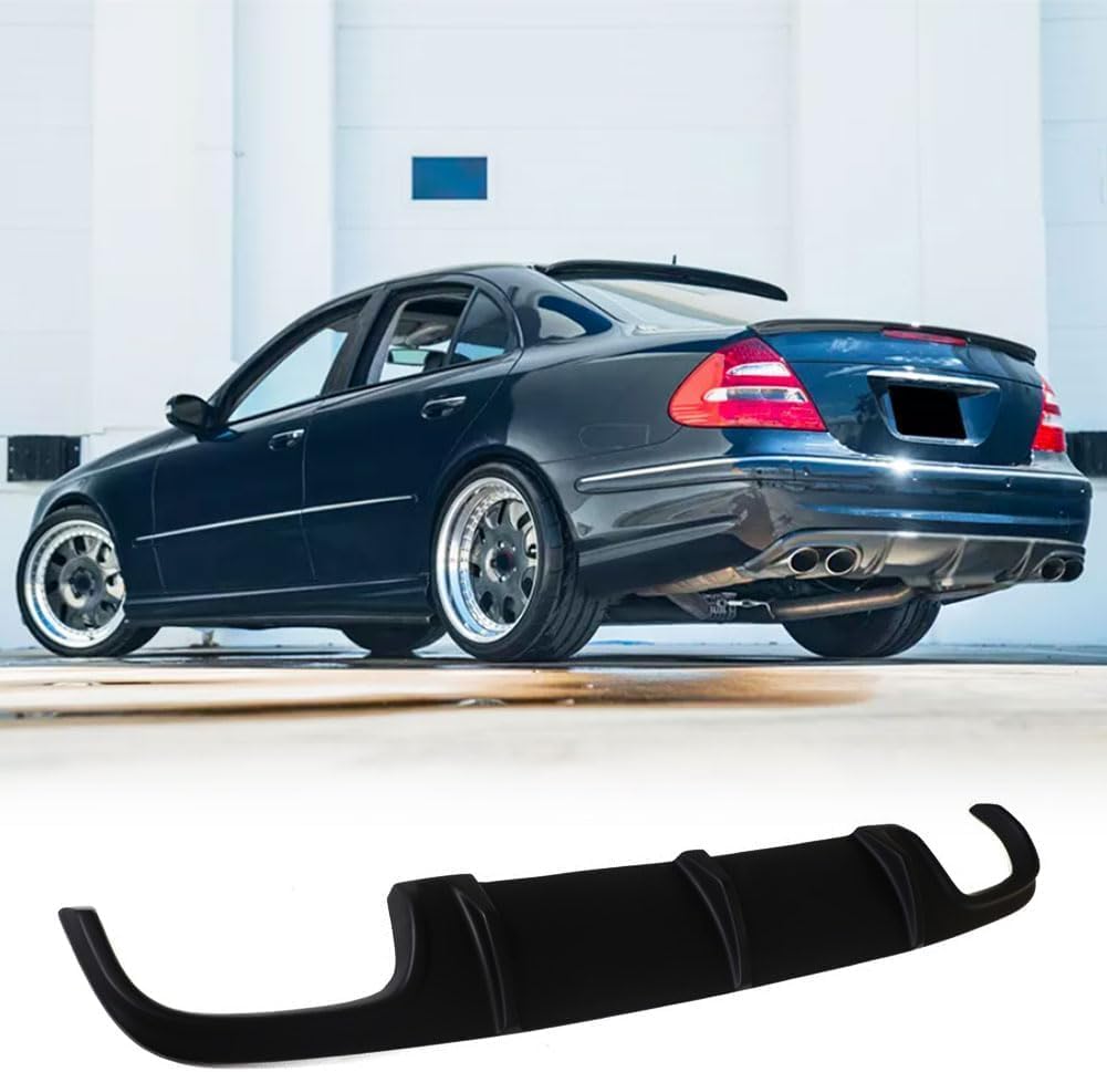 Gloss Black Rear Diffuser Fits for Mercedes-Benz E-Class W211 E55 AMG Sedan 2002-2006 Fiberglass Rear Lower Bumper Lip Spoiler Body Kit Factory Outlet