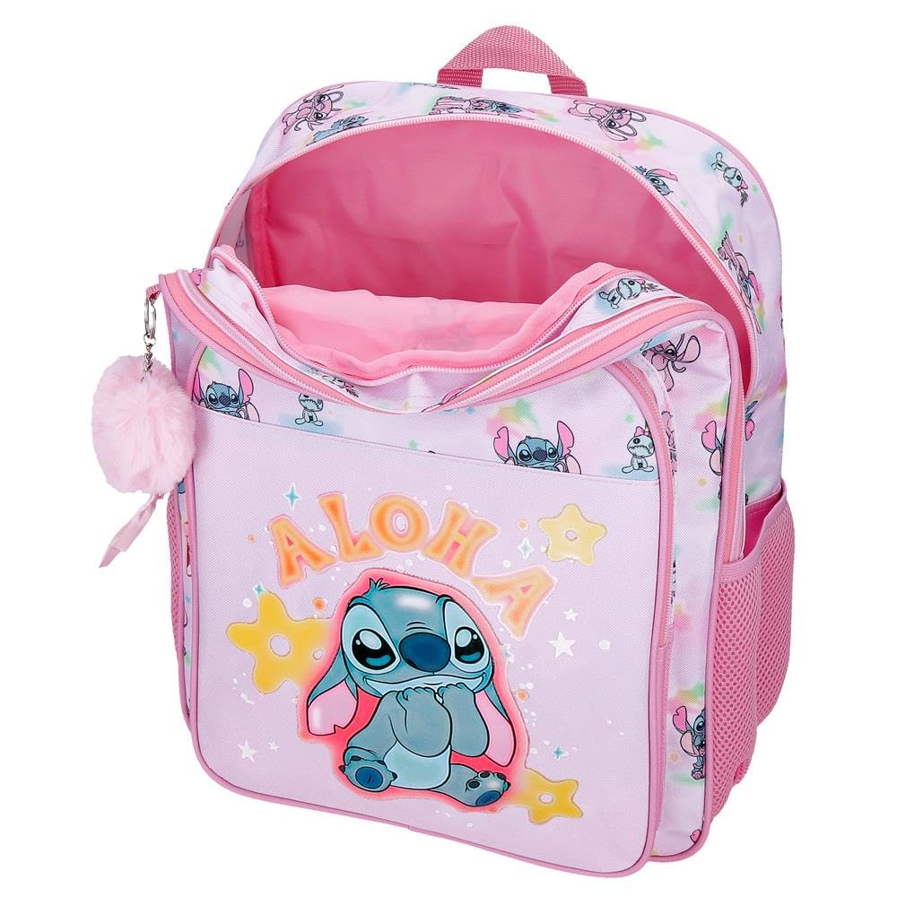 Disney Joumma Stitch You & Me Zaino Scolastico Doppio Scomparto with Malva Trolley 30x40x13 cm Poliestere 15.6L