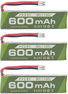3pcs 1S 3.8V 80C 600mAh Lithium Battery with JST-PH 2.0 Plug Plug Suitable for Cineahoop Tinyhawk Mini FPV Racing Drone RC Remote Control Aeroplane