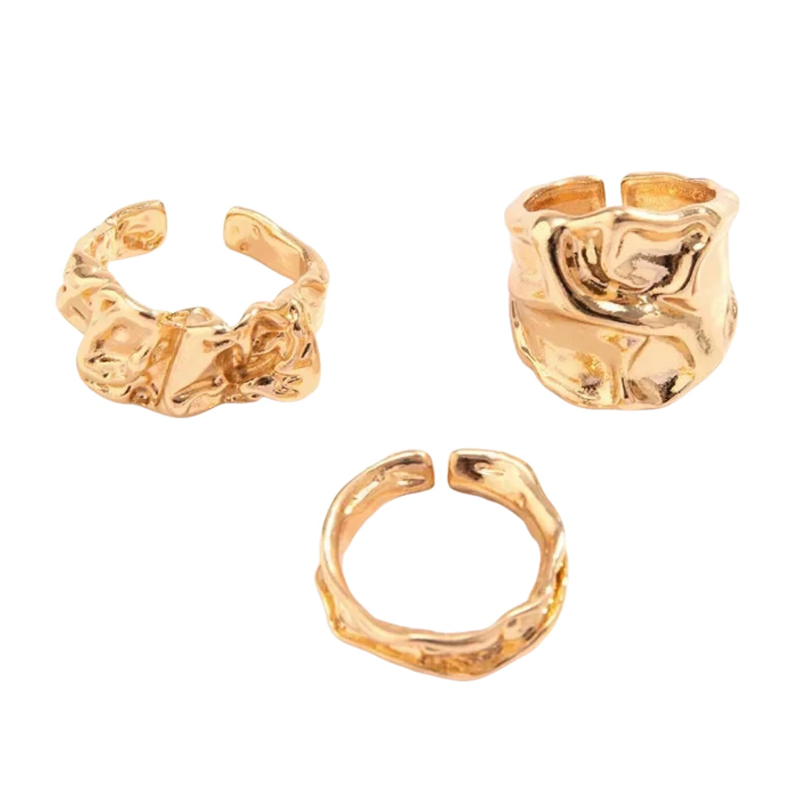 Set de anillos punk wave dorados para looks de noche egirl 4
