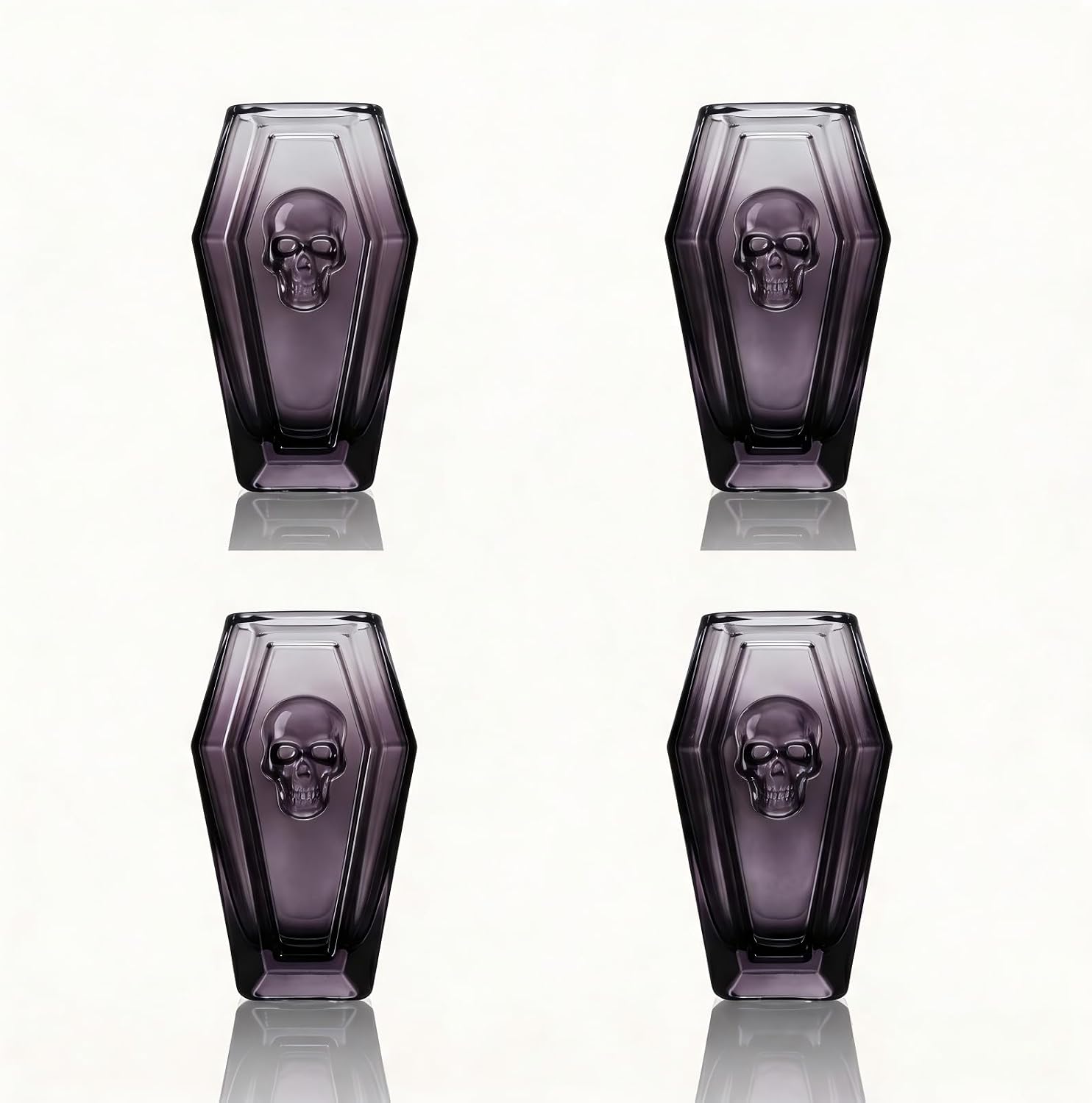 4 PCS Skull Coffin Shot Glasses Clear Shot Glasses Whiskey Glasses Set 4