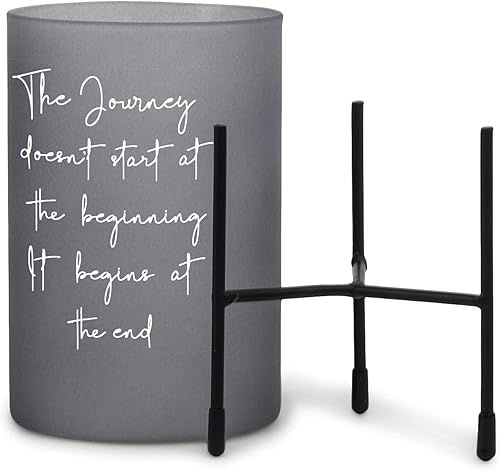 Miniatura 3 de Elanze Designs Journey Starts End - Portavelas de cristal gris (8 pulgadas)
