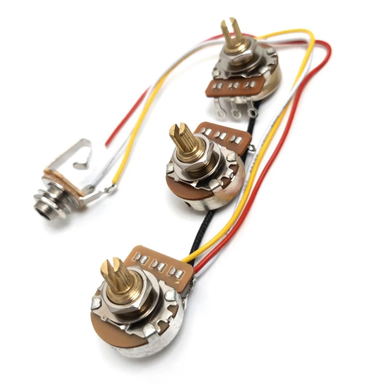 Kit Arnés Precableado Kit precableado con eje de cobre potenciómetro de 250 K 2 potenciómetros de volumen y 1 tono para bajo. Piezas de repuesto.(1 Pcs)