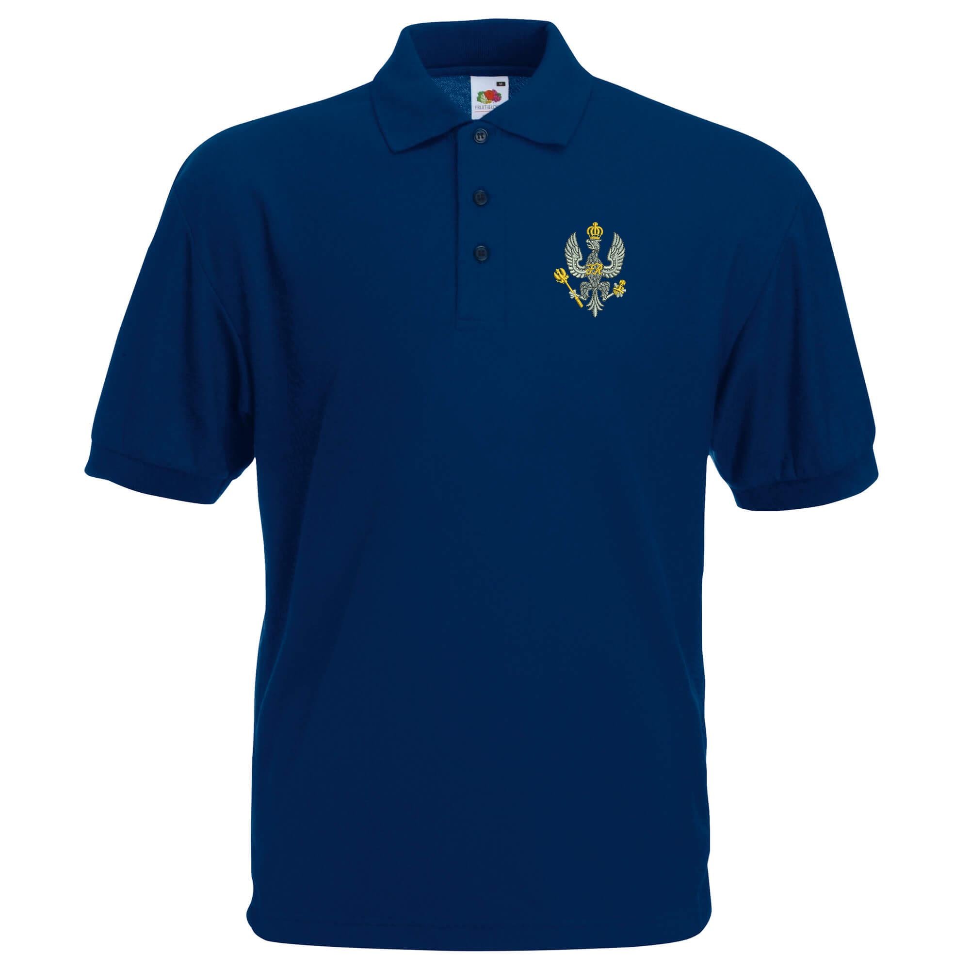 Pineapple Joe's Men's Navy Kings Royal Hussars Embroidered Polo - X Large