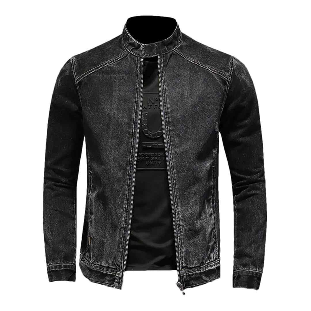 Męska kurtka bomberka w stylu vintage ze stójką dżinsowa kurtka bomberka slim fit jeans odzież wierzchnia kurtki motocyklowe