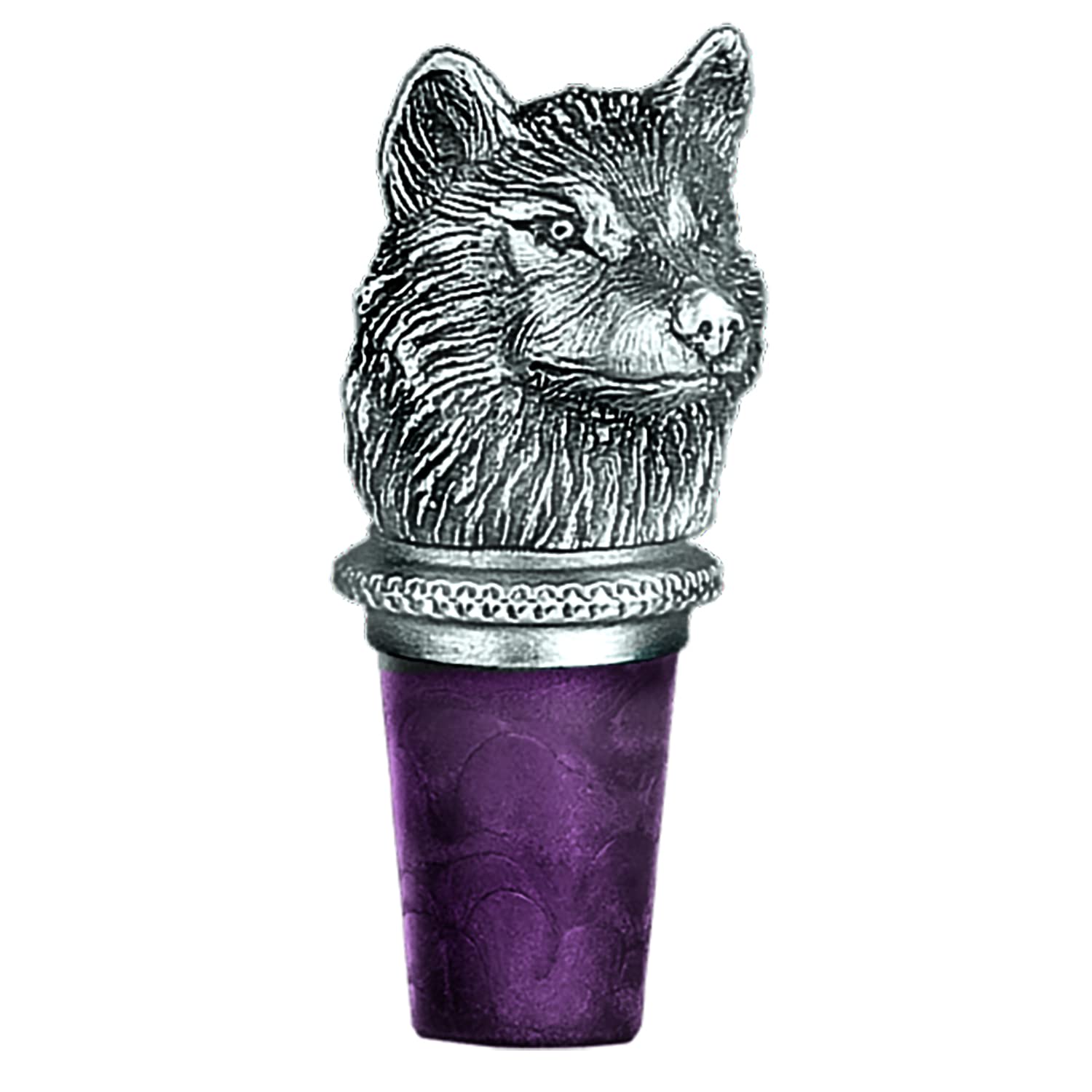 Heritage Pewter Wine Bottle Stopper | Bottle Topper for Wine, Liquor | Expertly Crafted Pewter Reusable Wine Cork (Wolf Head)