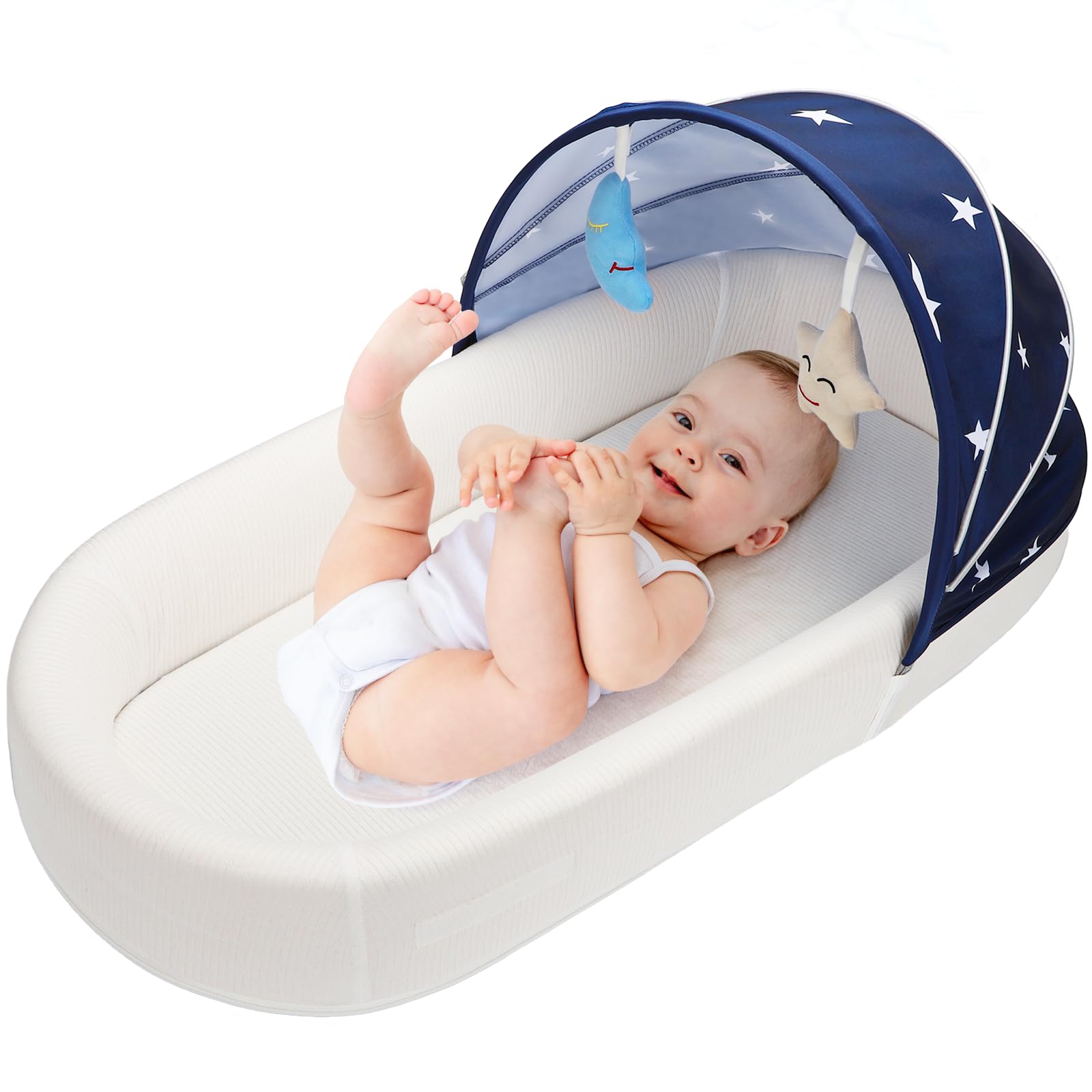 Portable Baby Bassinet- Travel Bassinet for Newborn and Infant, Suitable for Indoor & Outdoor Carry, Lightweight Foldable Washable, Portable Bassinet