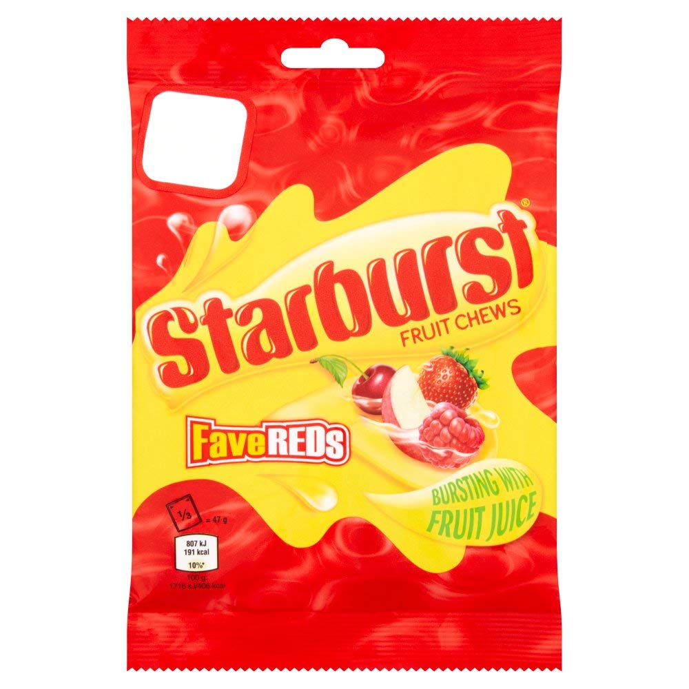 Fave Reds Fruit Chews Sweets Treat Bag - Pack of 12 x 141G