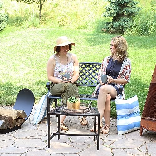 Sunnydaze 2-Person Cast Aluminum Garden Bench With Checkered Design - 615-Pound Weight Capacity - 39-Inch W - Black #TOP7