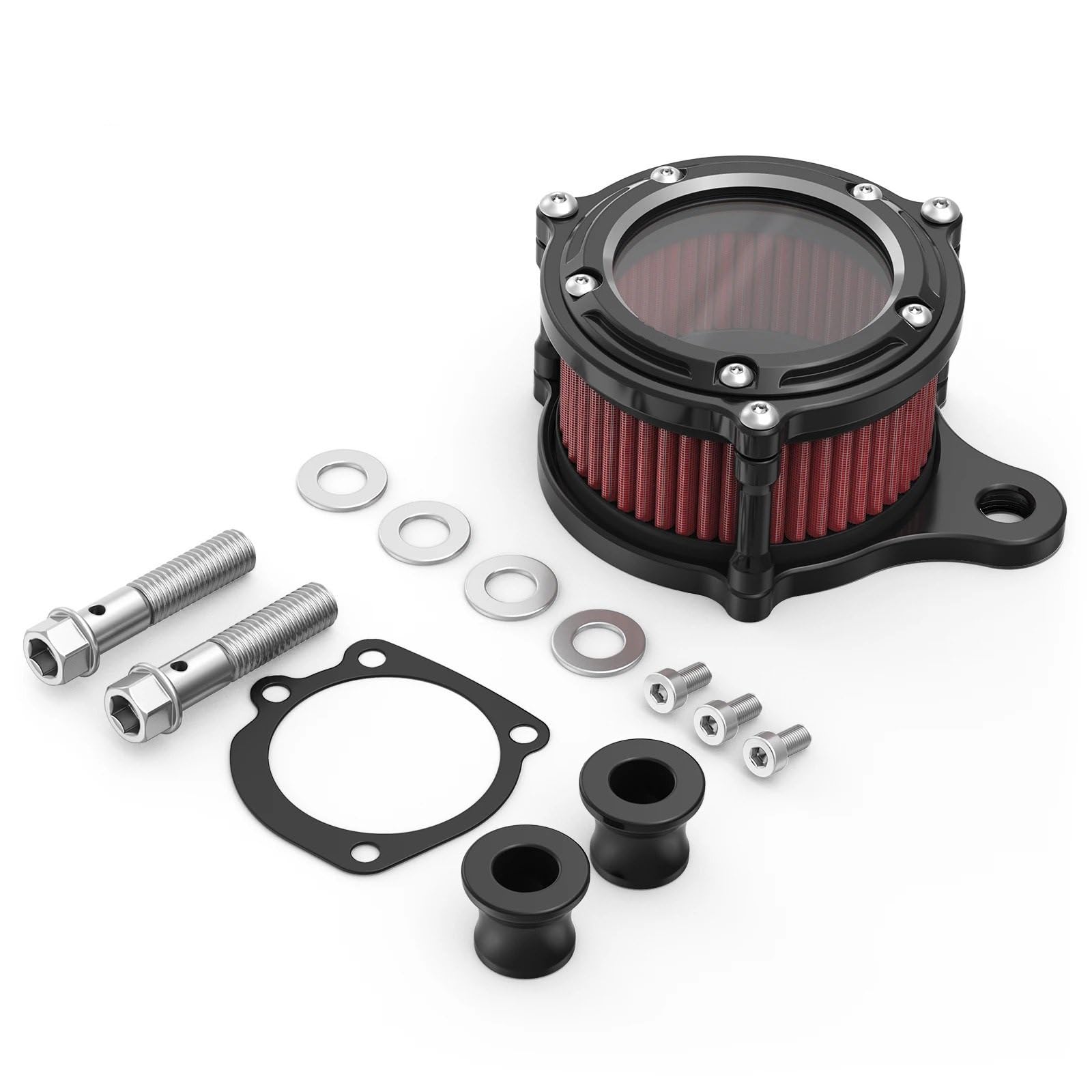 Zestaw filtra powietrza motocykl Pasuje do Harley Sportster 883 Low XL883L 2007-2010 filtr wlotowy filtra powietrza(Black)