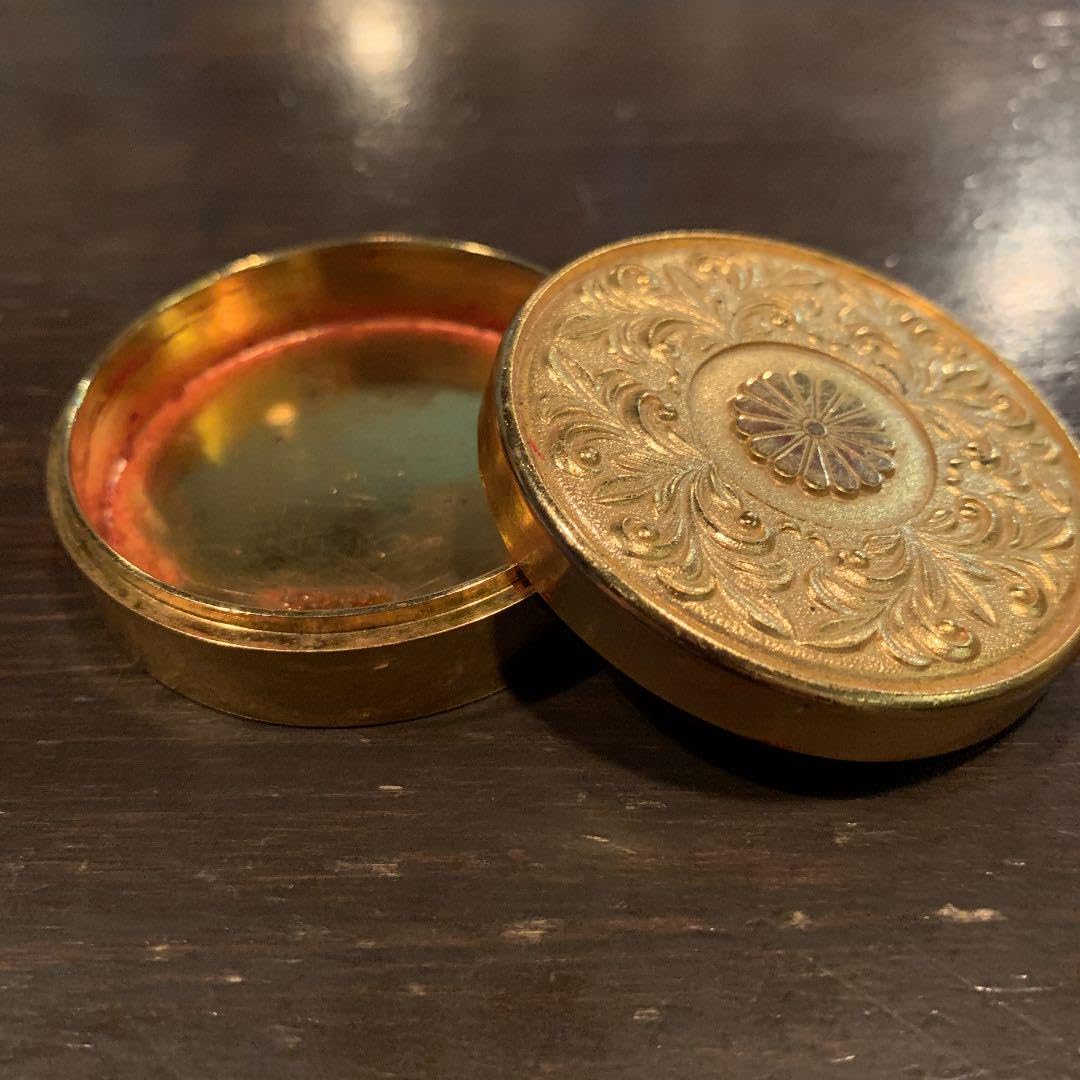 24金 24K ケース 小物入れ 朱肉入れ 24KGP 純金加工 小物入れ 朱肉入れ 福 - メルカリ