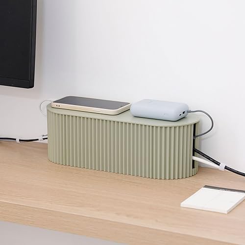 Caja organizadora de cables verdes, caja de plástico para organizar cables con tapa, cubierta protectora de tiras de alimentación debajo de la