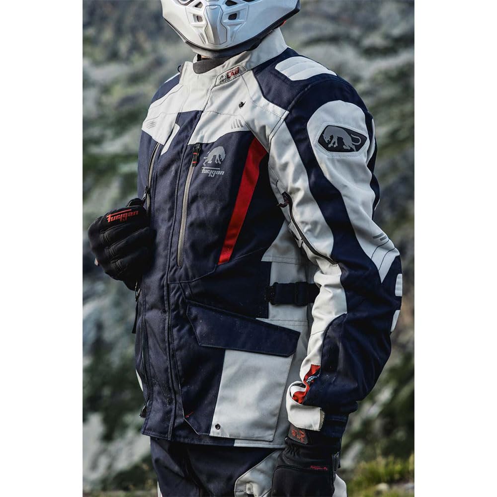 Furygan Jet All Seasons D3O EVO rękawice motocyklowe dla mężczyzn - 100% skóra dłoni - kompatybilność z ekranem dotykowym - komfort, oddychające i lekkie