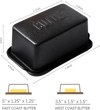 Butter Dish for 1 lb of Canadian Butter,Container, Color-BLACK BIG