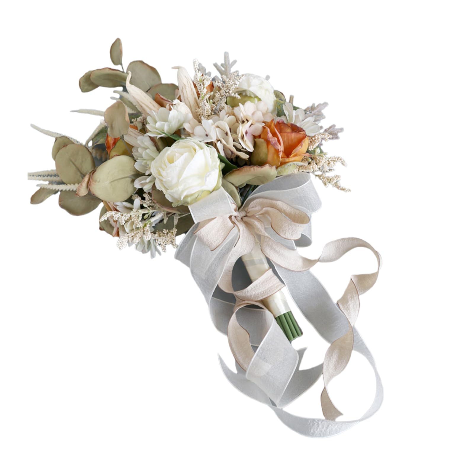 Bouquet de fleurs en soie champagne d'exception, élégance florale réaliste au design unique