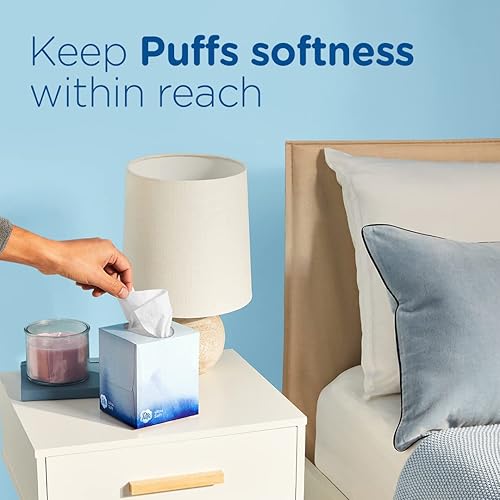 Miniatura 10 de Puffs Pañuelos faciales ultra suaves sin loción, 1 cubo, 48 pañuelos por caja (paquete de 5)