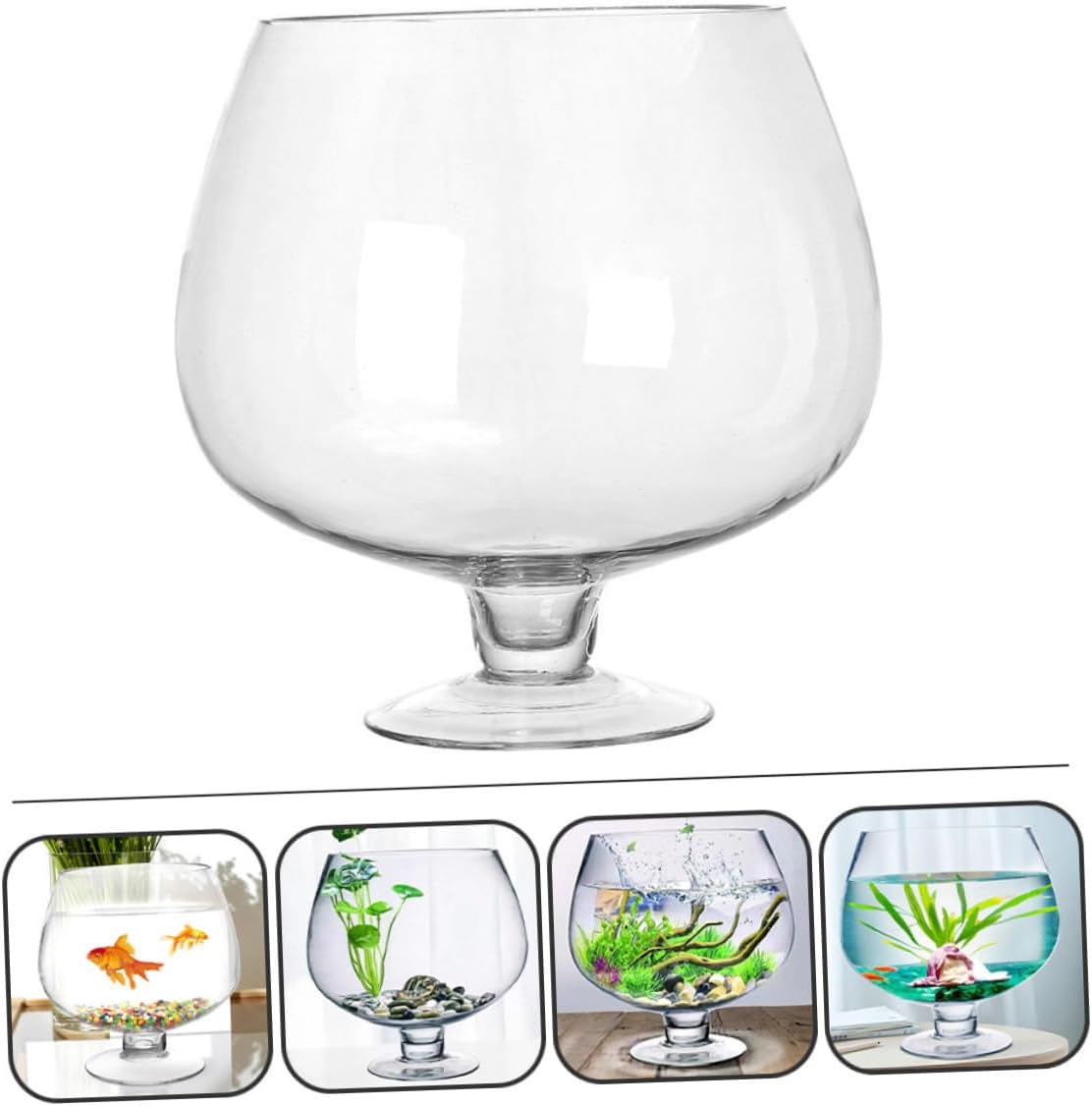 Cabilock Glass Fish Tank Aquarium Bowl 5000ml Betta Fish Vase Hydroponic Desktop Eco Aquatic Vase for Home Office Decor