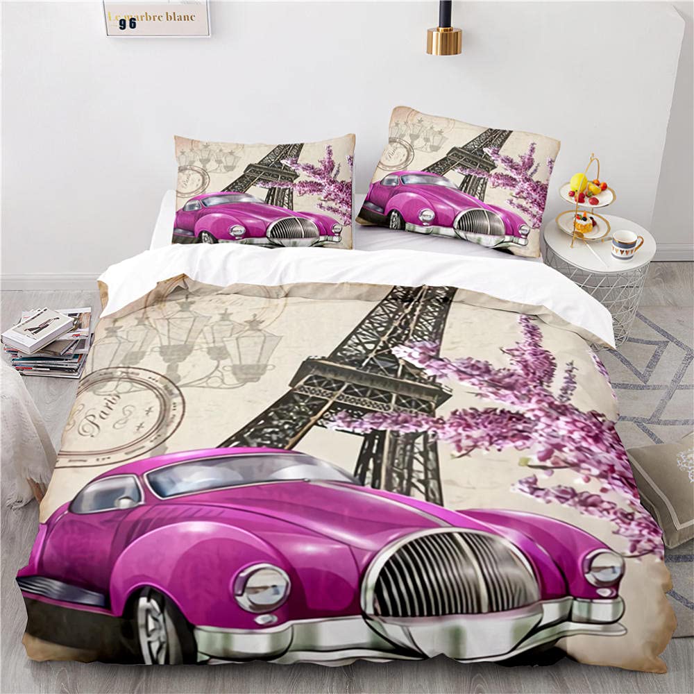 Housse de couette 220x240 Paris Tour Eiffel zippée en microfibre pour dire adieu au repassage