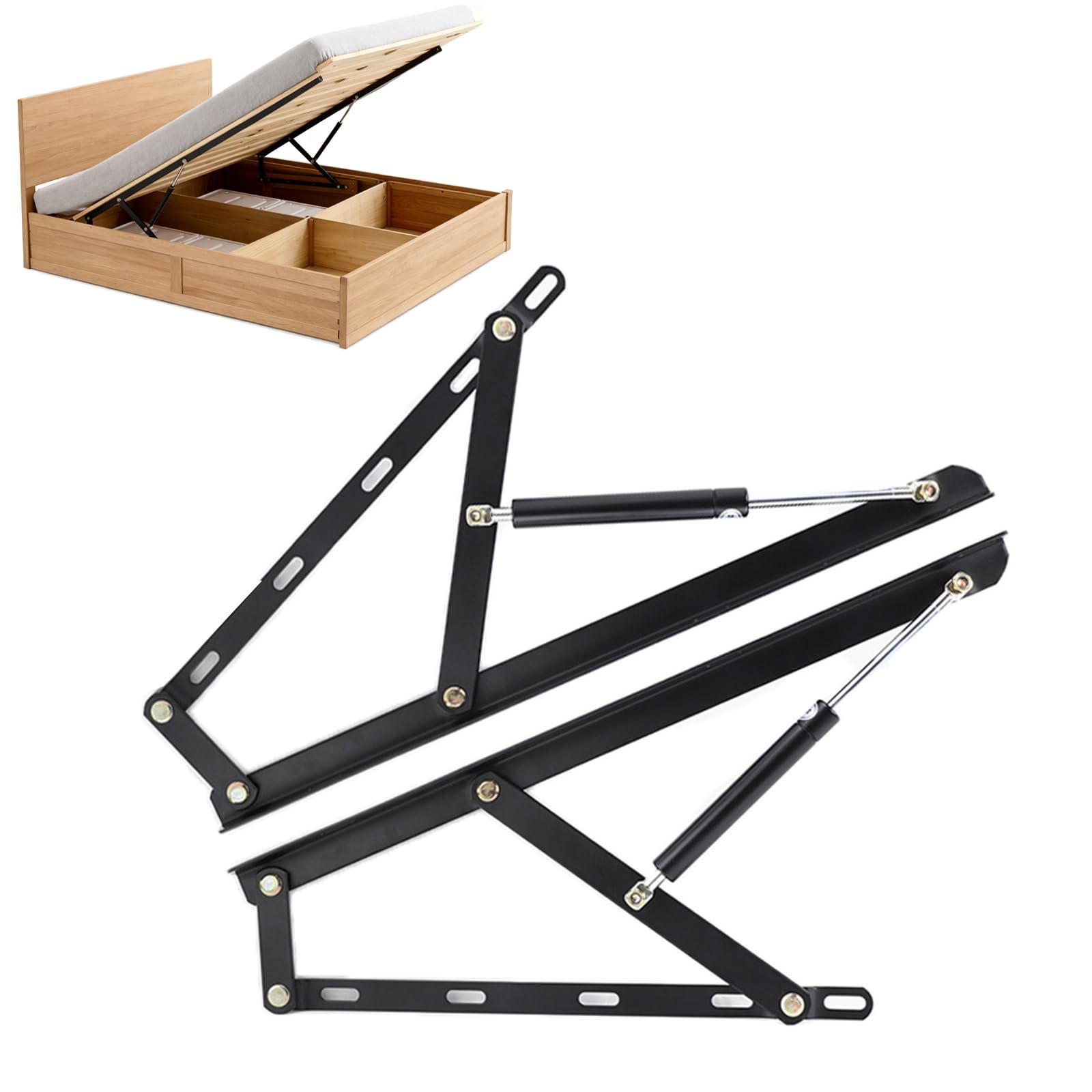 Dfghnbvc Heavy Duty Hydraulic Bed Lift Mechanism - Gas Spring Storage Lift Kit For Folding Beds - Lifting Frame Hinge Set,110Cm