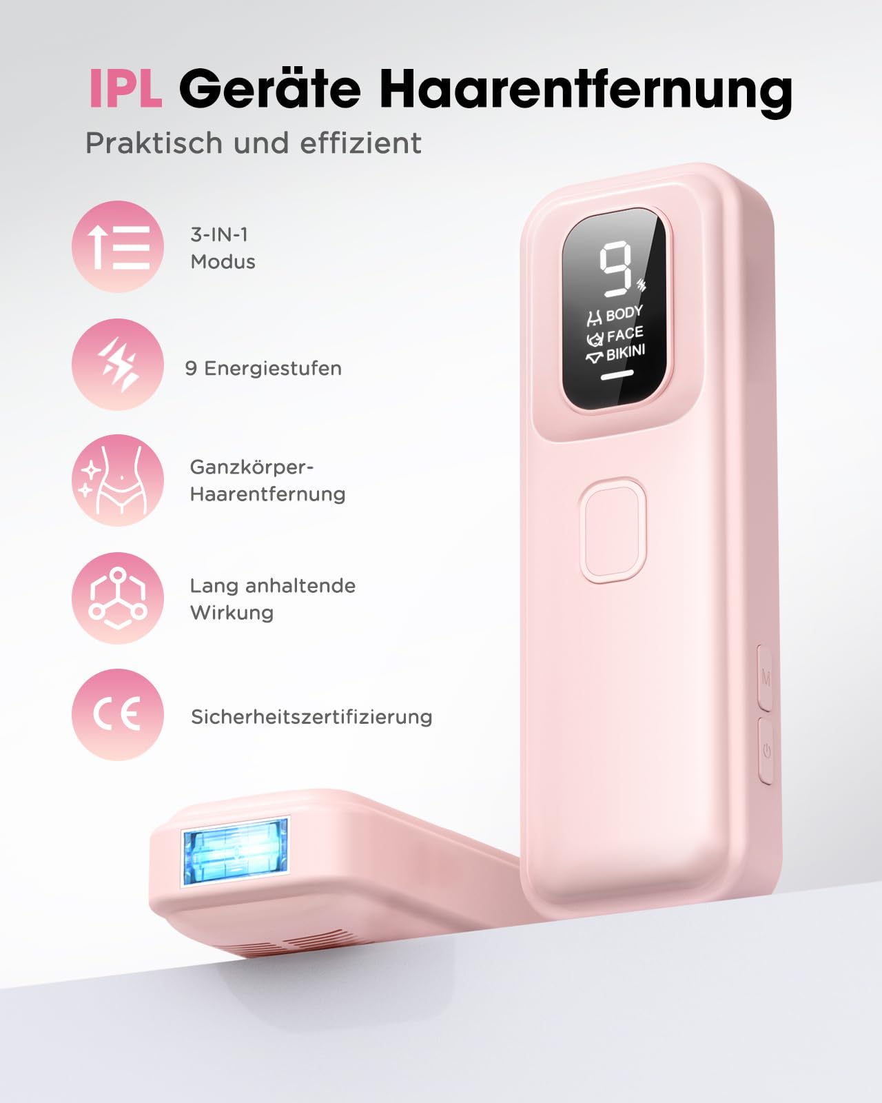 IPL Geräte Haarentfernung Laser - 9 Energiestufen 999900 Lichtimpulse Laser Haarentfernung, Schmerzfreie Haarentfernungsgerät Zuhause für Gesicht Körper Achseln Beine Bikini
