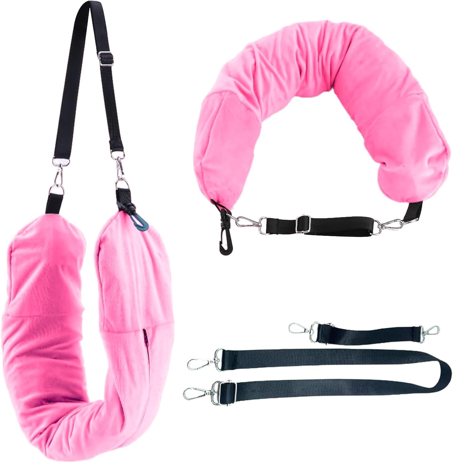 JTYYDS Stuffable Neck Pillow for Travel, Lightweight and Portable Design, Travel Pillow Cover, Travel Neck Pillows with Adjustable Straps, Ideal for Airplane, Car, And Train Journeys(Pink)