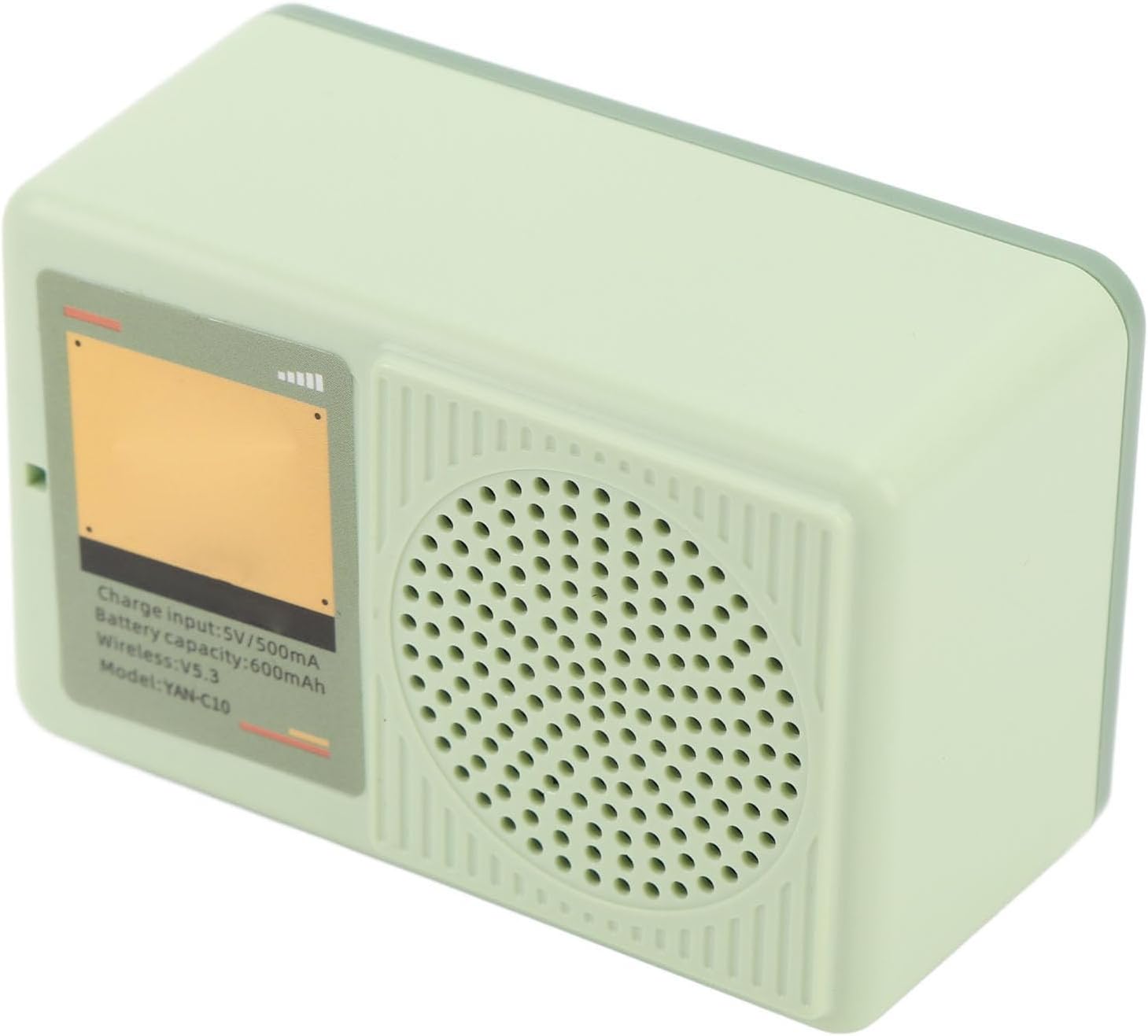 Compact BT Speaker with Dynamic Scene Lyrics Desktop Clock Calendar Projection Screen Speaker for Daily and Party, Retro Green Desk Clock Speaker