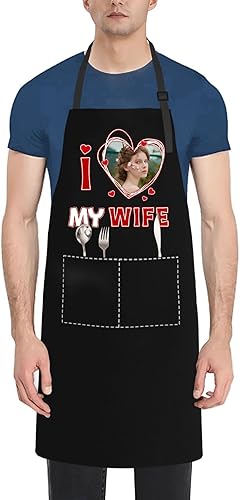 Miniatura 18 de Delantales personalizados para hombres y mujeres, delantales divertidos personalizados, regalo de cumpleaños de Navidad para papá de hija e hijo