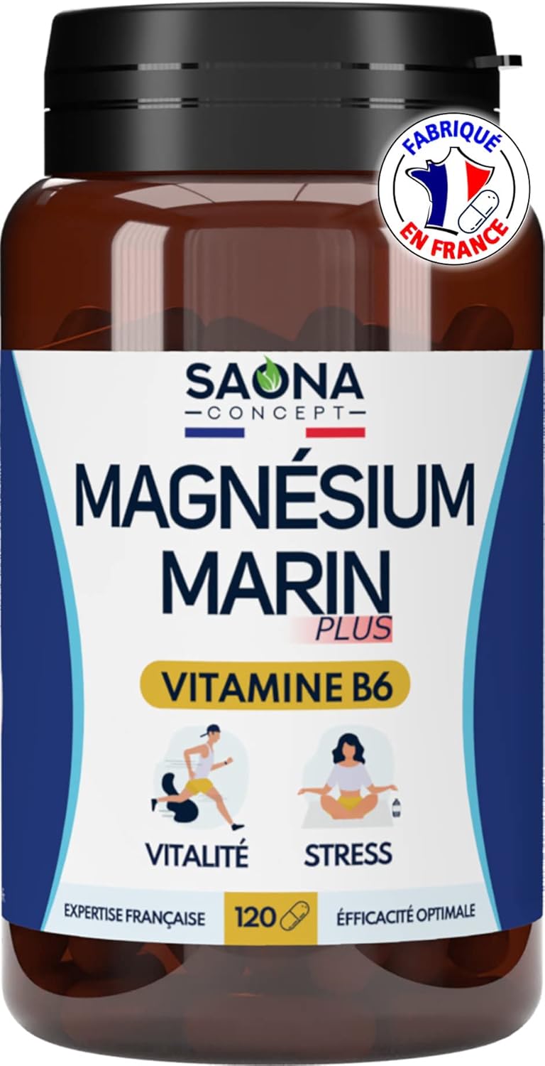 Marine Magnesium – Vitamin B6 | Fatigue – Stress – Sleep | 300 mg/d | 120 Capsules | 4 months cure | Made in France Marine Magnesium – Vitamin B6 | Fatigue – Stress – Sleep | 300 mg/d | 120 Capsules | 4 months cure | Made in France