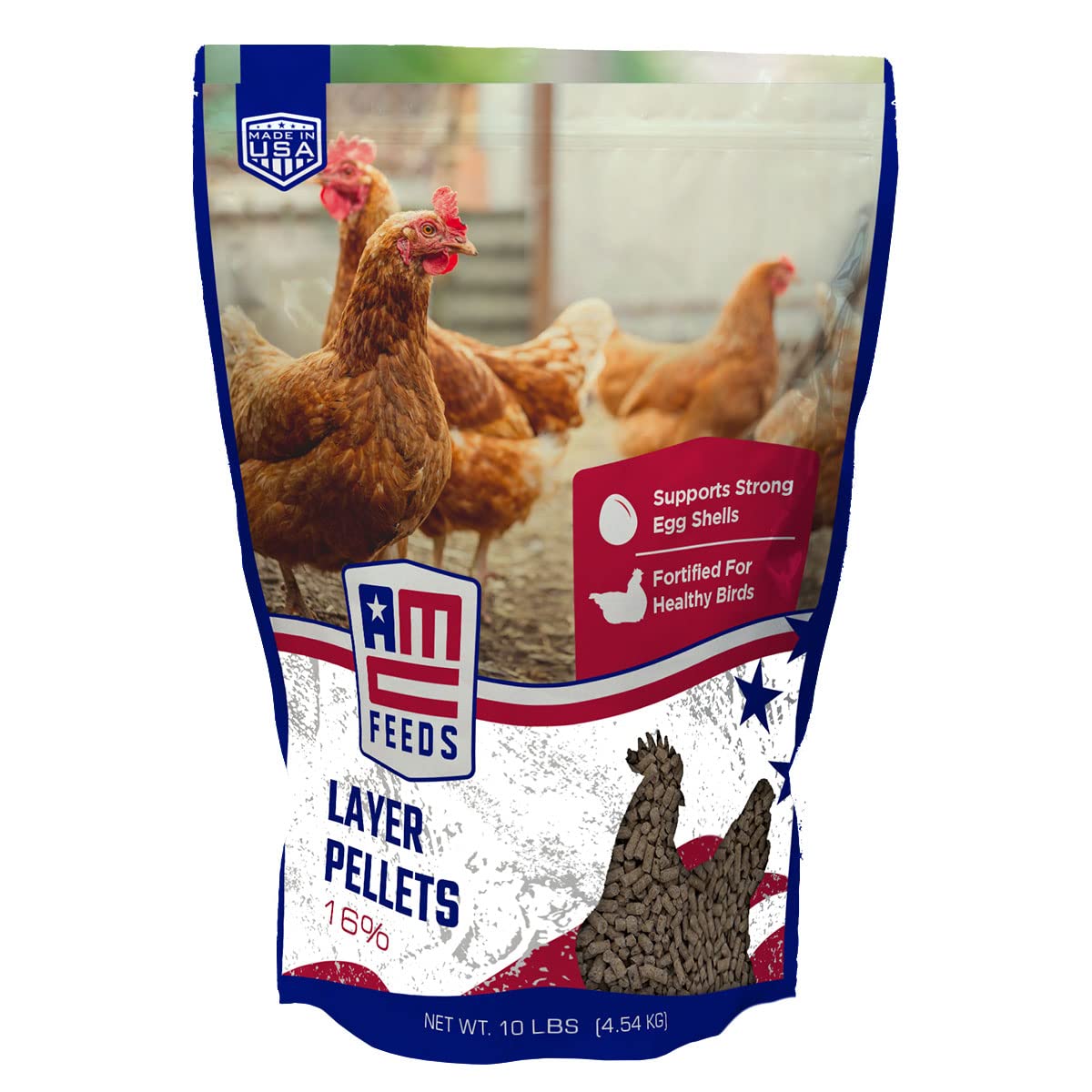AMERICAN CLASSIC Feeds AMC 16% Layer Pellets - Made in USA Poultry Feed with Amino Acids, High Calcium - Balanced Nutrition for Vibrant Egg Yolks -