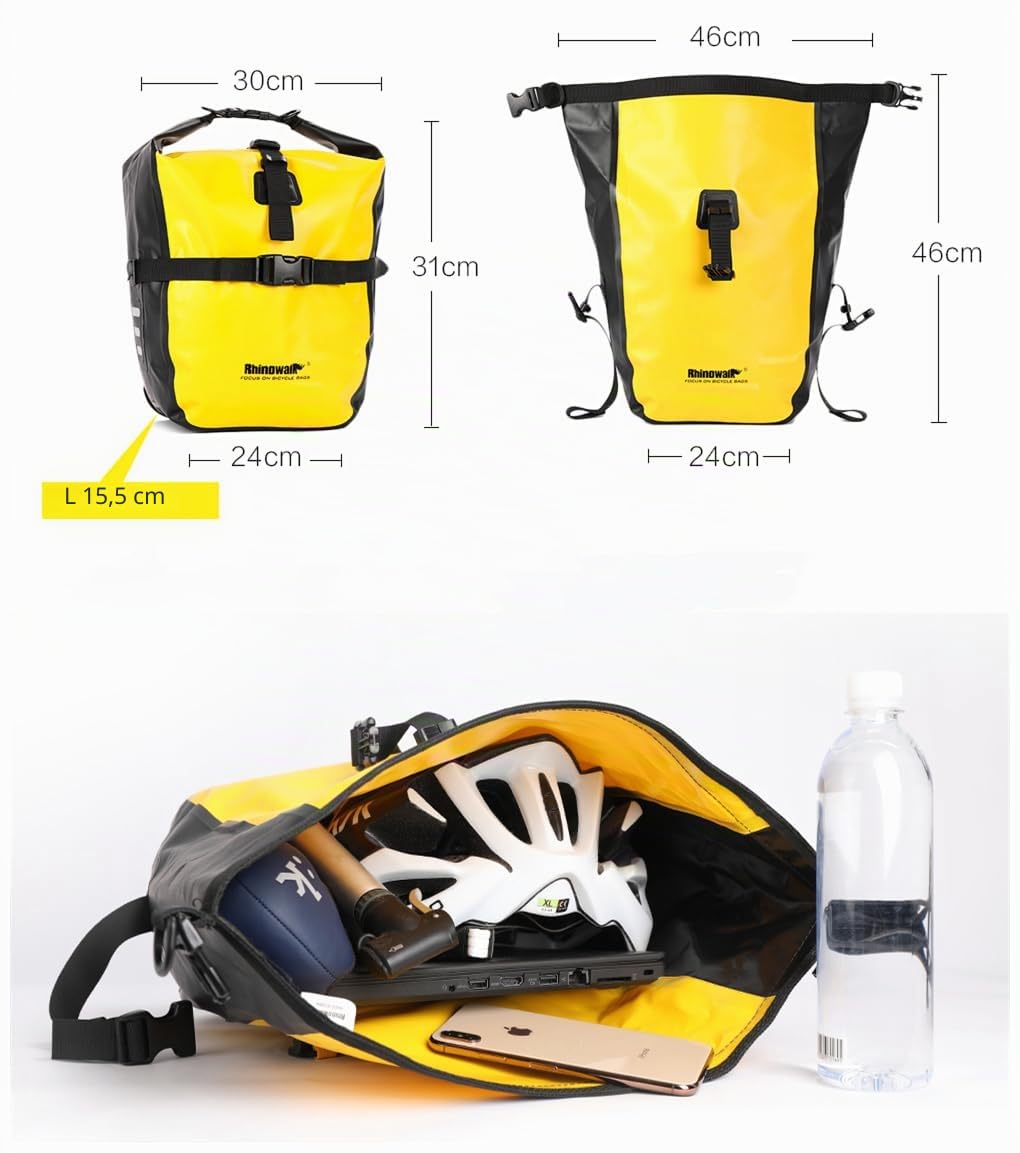 Rhinowalk Borsa da bicicletta impermeabile per portabagagli, portabagagli, tasche laterali, borsa da bicicletta, borsa posteriore