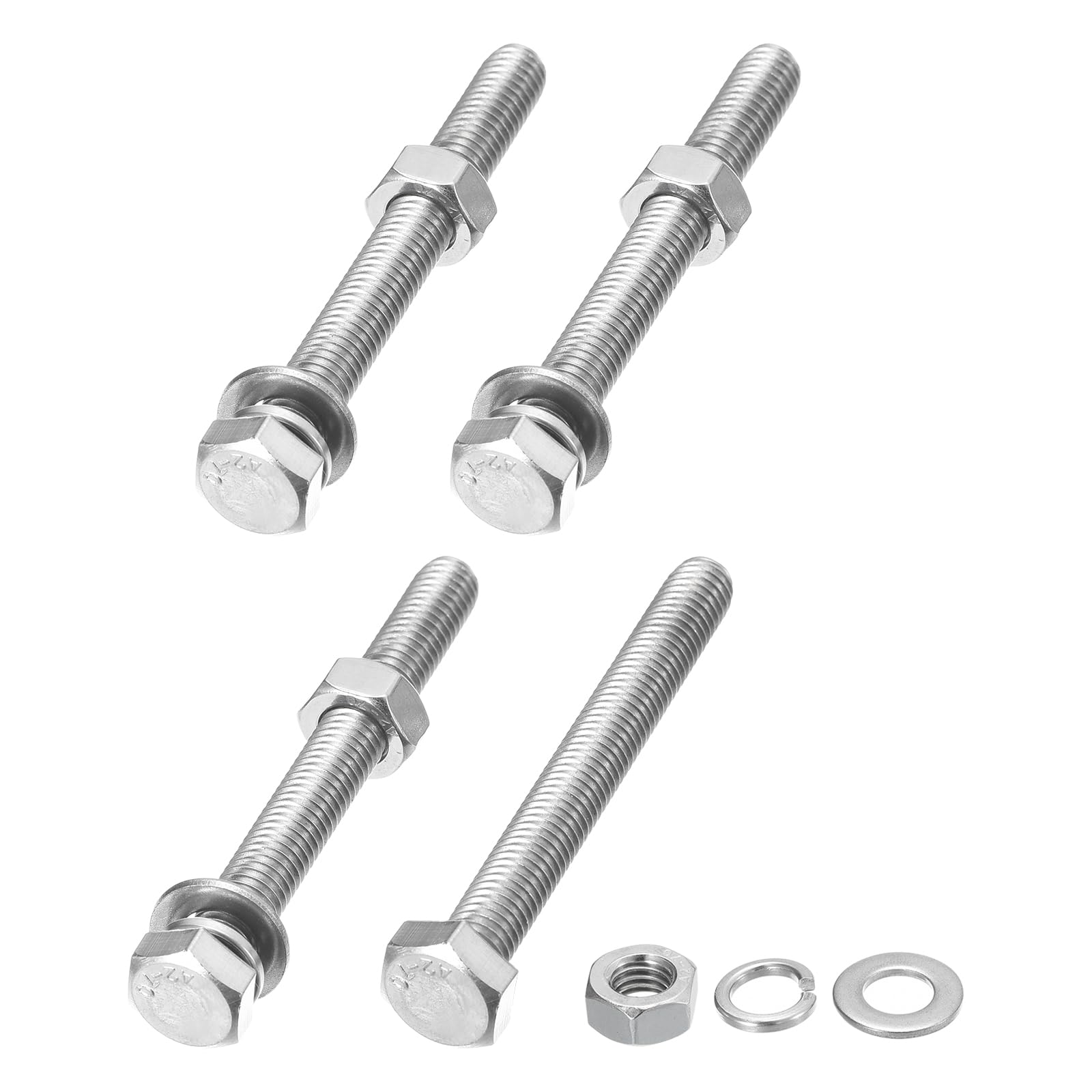 METALLIXITY Hex Head Screws Bolts, Nuts, Flat & Lock Washers Kits (M8-1.25x70mm) 4 Set