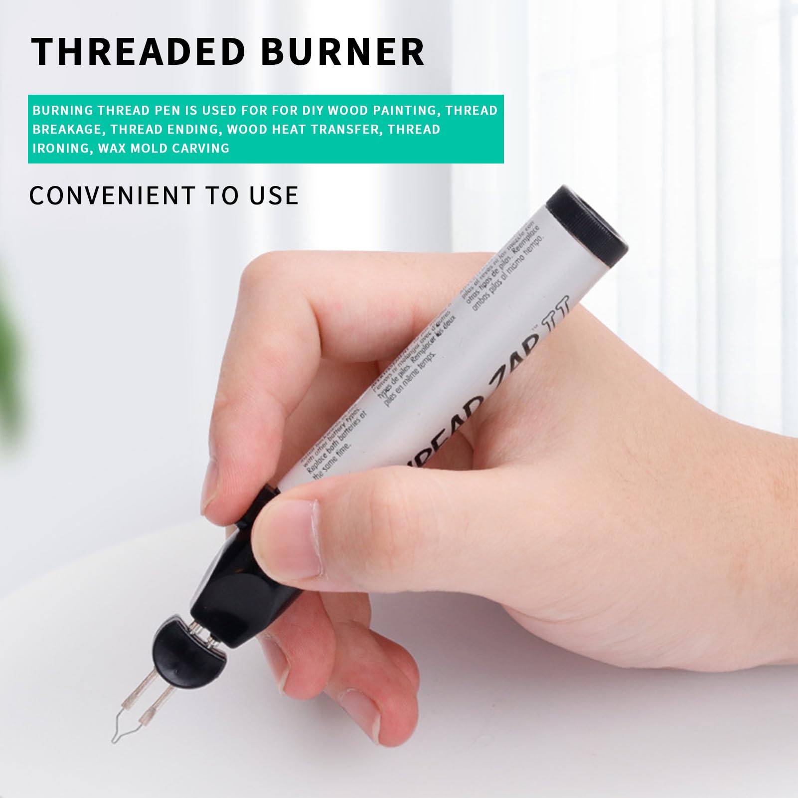 Cordless Thread Burner Pen, Thread Burner Burning Tool, Wax DIY with 5 Replacement Tips for Finishing Bead Weaving Stringing Projects Fast Melting Wax, Leather & Jewelry Making