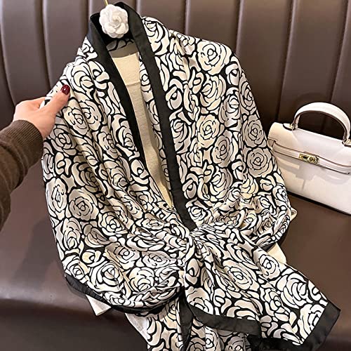 Image of Aufeel Fashion Scarves 100% Silk Felling Scarf Long Lightweight Sunscreen Shawls Wrap for Women Hair Scarves