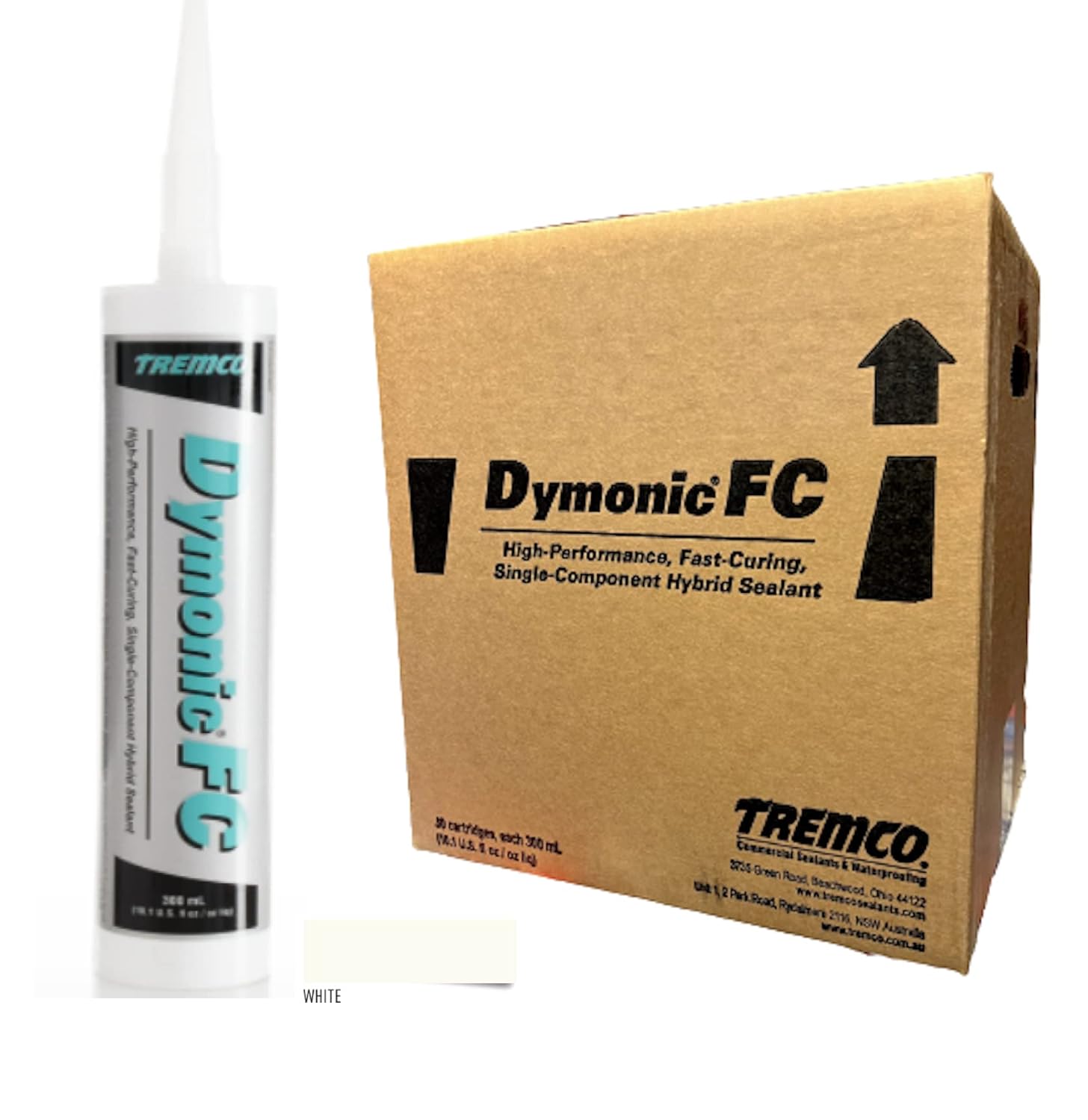Tremco White Dymonic FC High-Performance, Fast-Curing, Single-Component, Hybrid Sealant (960806-323), Case of 30