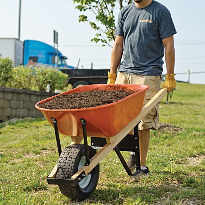 A.M. Leonard 6-Cubic-Foot Steel Tray Wheelbarrows (Steel Handles, Flat-Free Tire)