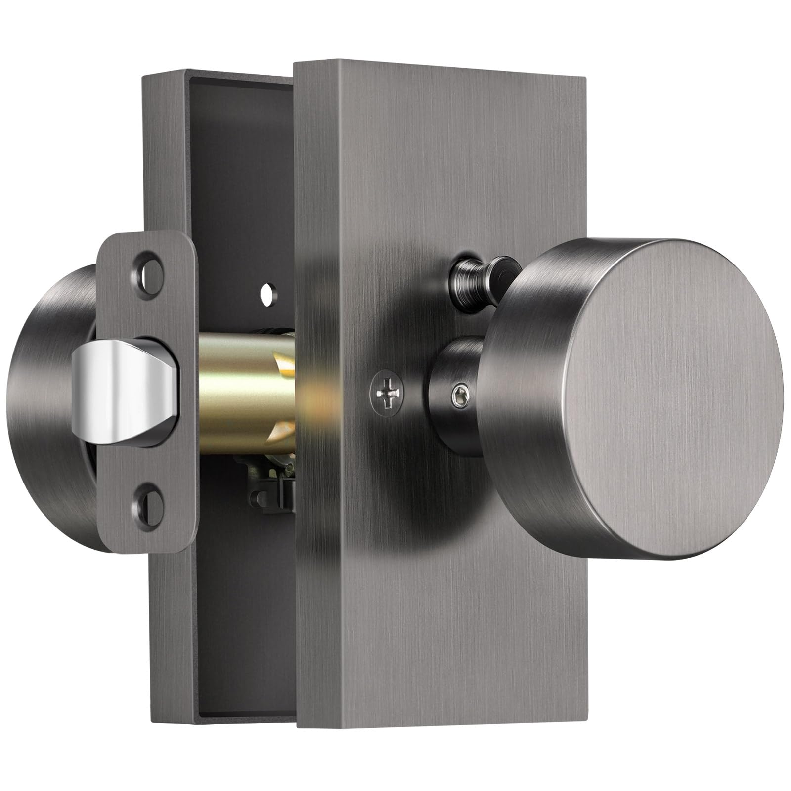Satin Chrome Privacy Door Knobs - Lock & Release -1