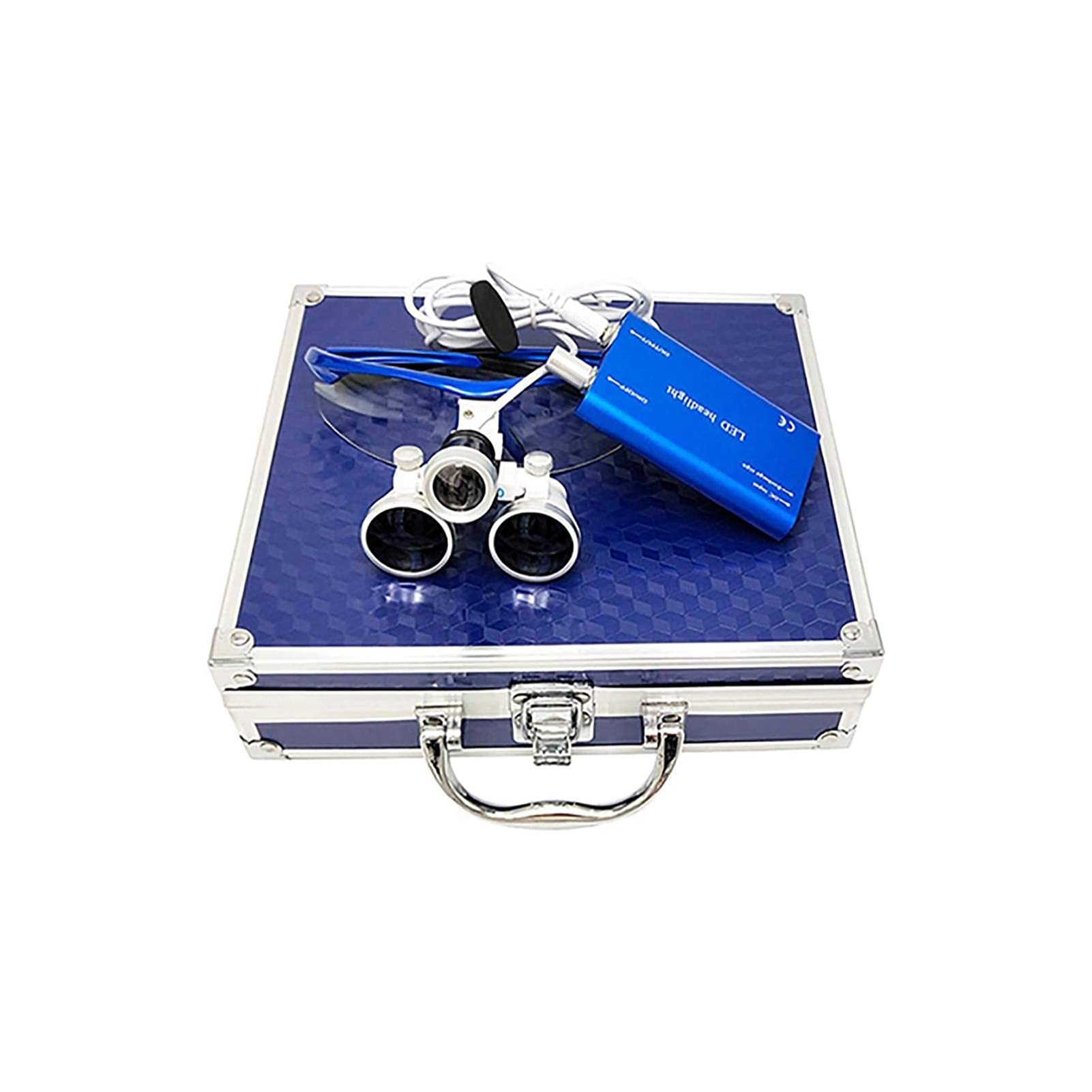 asdchZen Dental Loupes,Head Mountlighted Magnifying Glasses,Magnifier With Led Headlight Surgical Dental Loupes Zoom 2.5X Surgical Teeth Illuminated Binocular Magnifying Glasses,Red,2.,Blue-2.5x