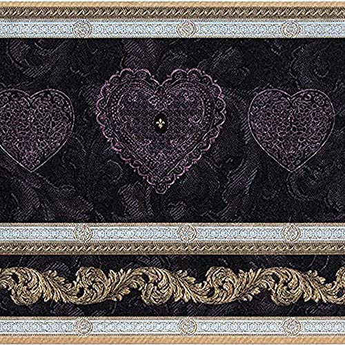 Concord Wallcoverings Des57817 Frise de papier peint damassé Motif cœurs et boucles Foncé Idéal pour chambre à coucher, salle à manger et salle à...