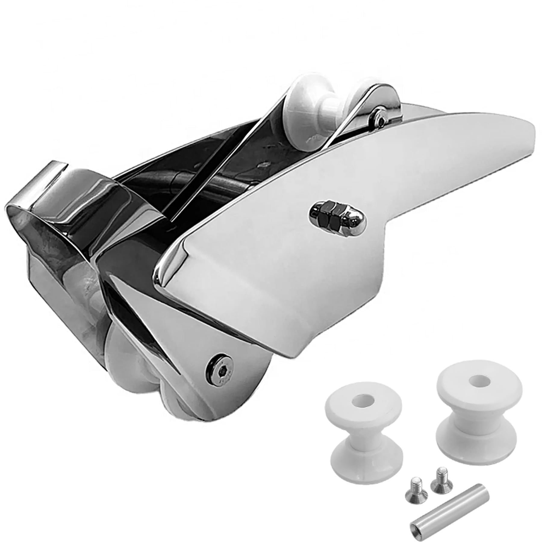 YANYUCB 316 Stainless Steel Hinged Self-Launching Boat Bow Anchor Roller(16.5") with Pivoting Dual-Roller for Boats (Straight Bottom)