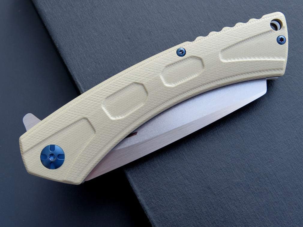 Eafengrow EF931 Pocket Knife D2 Steel Blade Outdoor Tool Knives G10 Handle Pocket Clip EDC Reliable Locking Knife Flipper Knife for Camping Survival and Outdoor (desert)