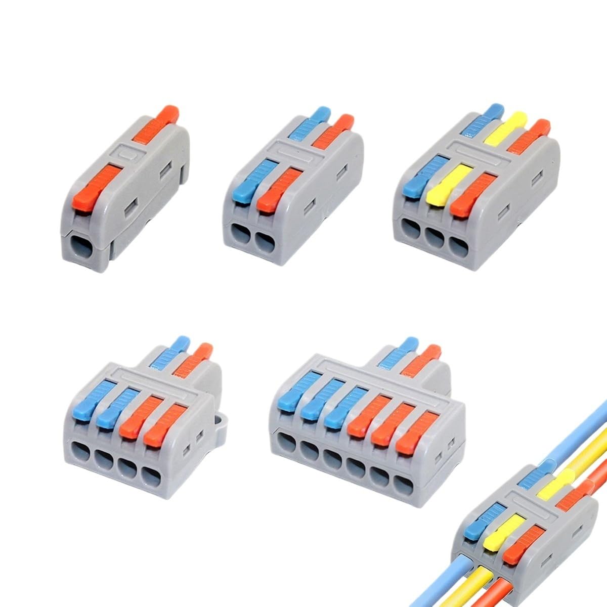 10/50 connettori per cavi di cablaggio rapido mi ni tutti i conduttori elettrici splitter compatti push-in morsettiera domestica (M62, 50 pezzi)