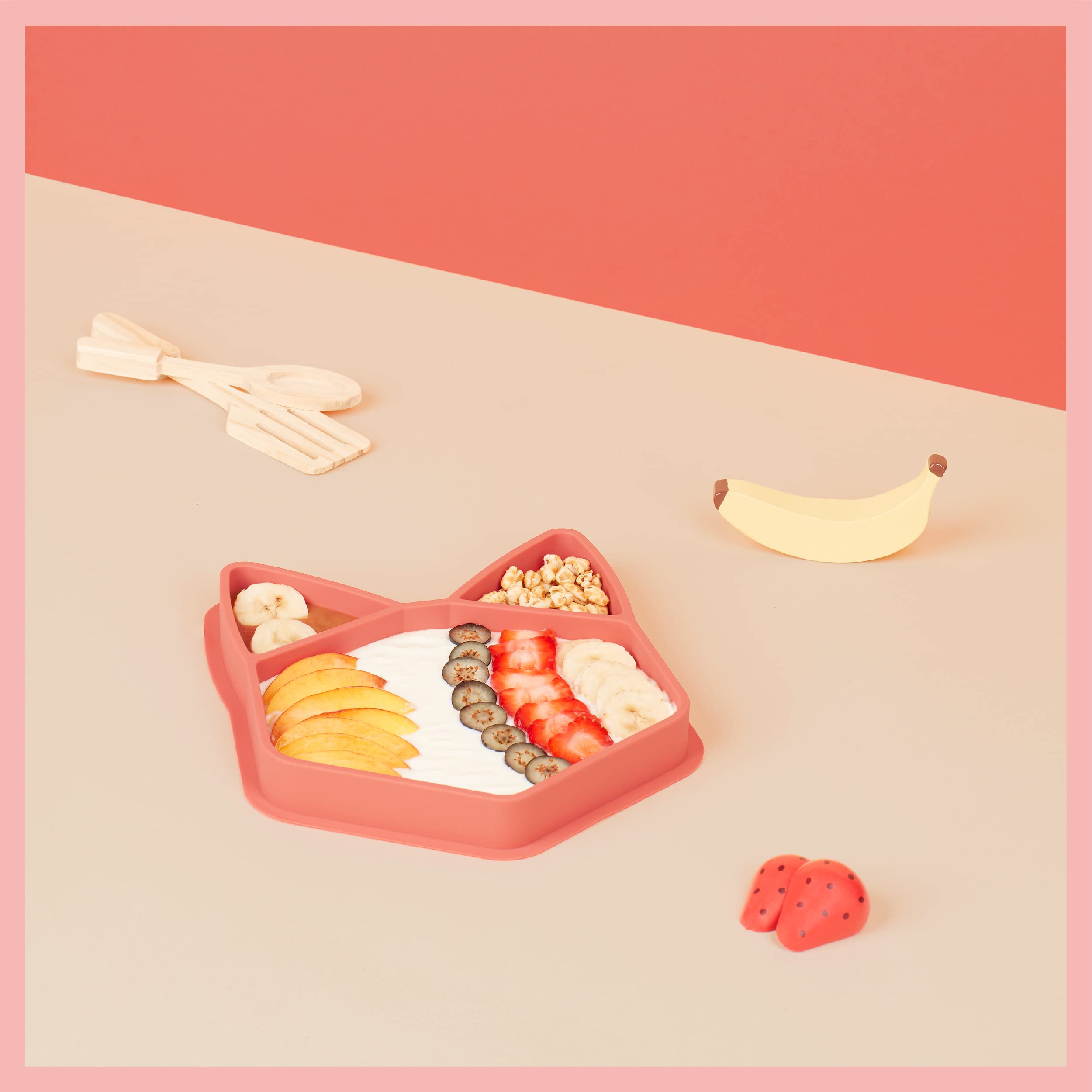 Babymoov Assiette silicone compartimentée ISY PLATE Renard Terracotta