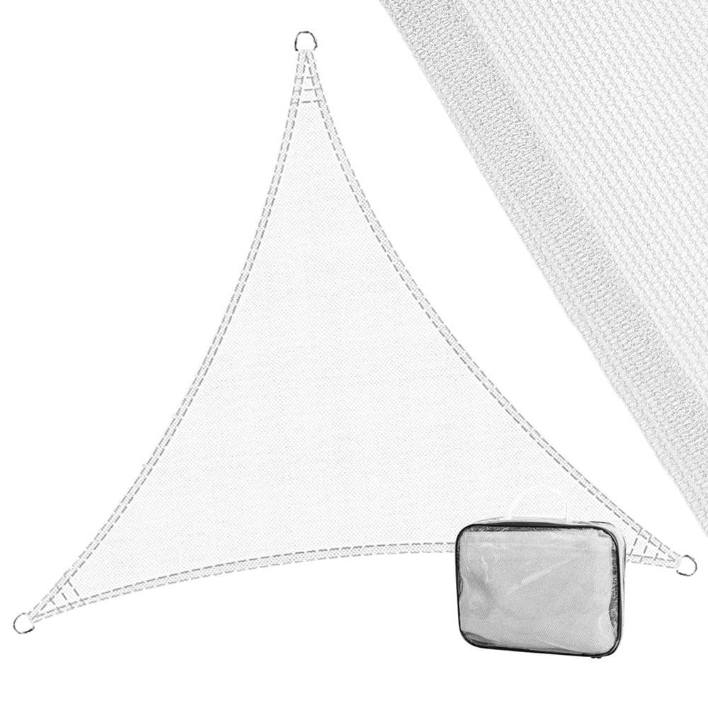 Toldo vela de sombra triangular blanco transpirable con protección UV para terrazas y patios