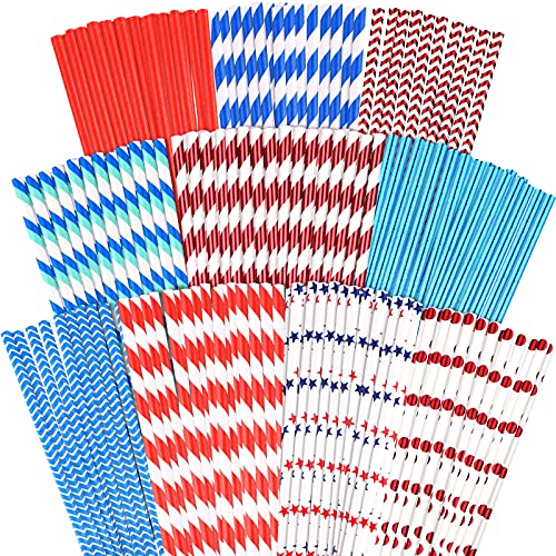 200 pitillos patrióticos de papel para fiesta 4 de Julio miniatura 1