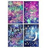 Aneco 4er-Pack DIY 5D Diamant Gemälde I Love You To The Moon And Back Full Drill Diamant Kunsthandwerk Strass Stickerei für Home Wall Decor, 20 x 30 cm