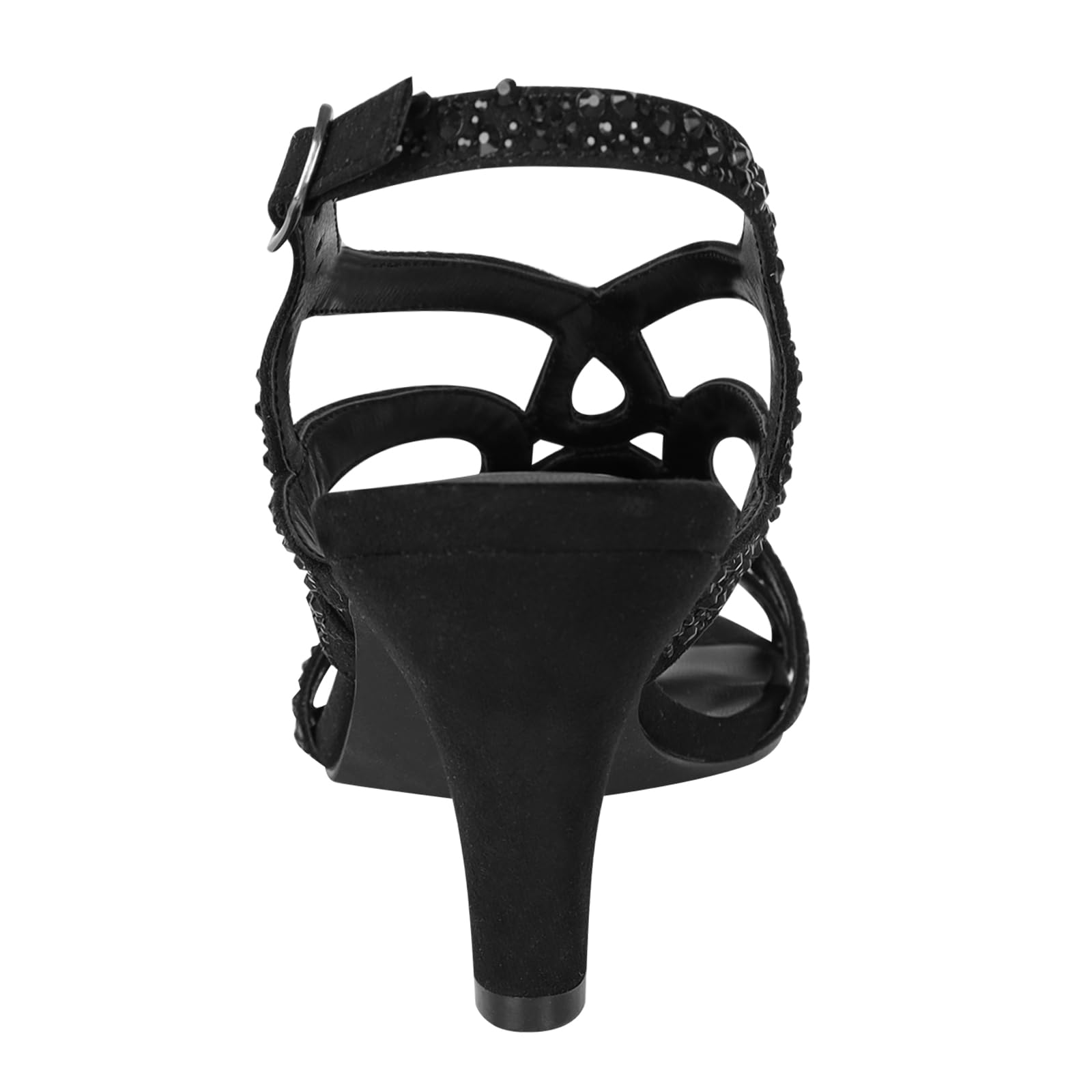 PIZZ ANNU Amelia Sandalias Mujer Verano Comodas Tacon Kitten, Zapatos Fiesta Destalonados Ideales para Boda y Ceremonia, Punta Abierta con Brillantes Tacones Elegantes