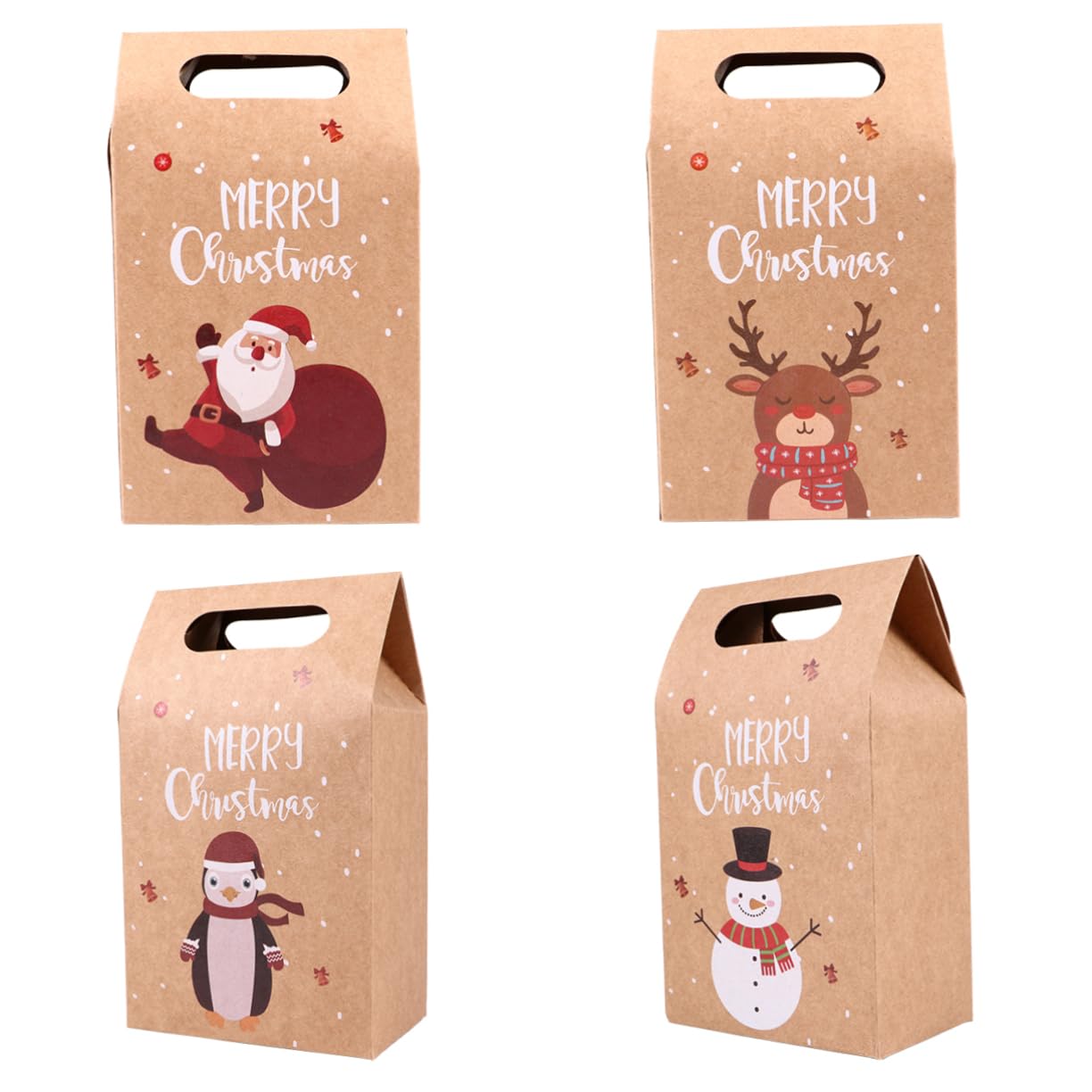 Beavorty 24 Piezas Bolsa de Obsequio Navideña de Manzana Bolsa de Papel Kraft para Galletas de Dulces Navideños